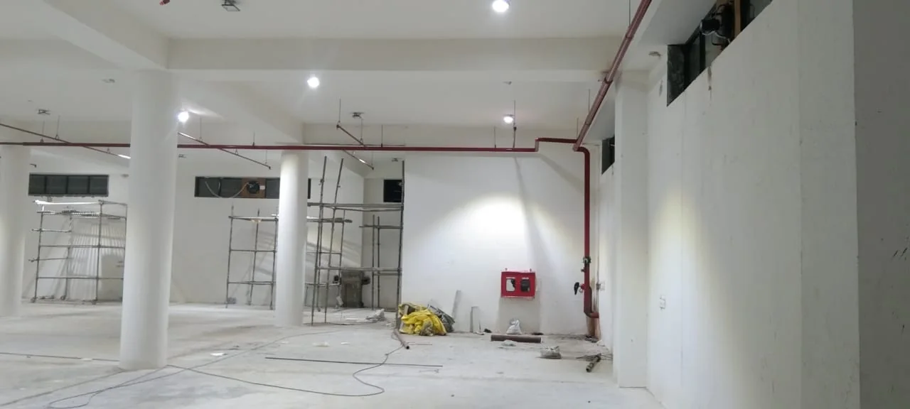 Fire protection piping installed inside a building